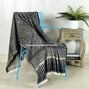 Tweed Large Wool Blanket Black Christmas Royal Indian Soft Warm Abstract Throw