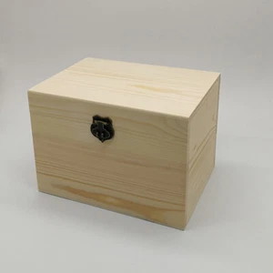 Wooden Treasure Chest Wood Box Case Jewellery Keepsake Trinket Storage - Picture 1 of 9