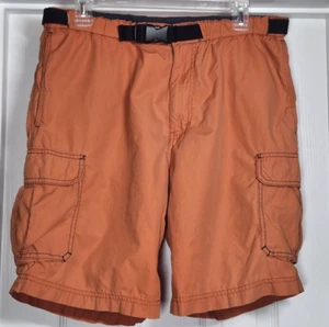 Eddie Bauer Cargo Shorts Mens M Belted Orange Outdoor Hiking Fishing Nylon Blend - Picture 1 of 9