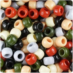 BeadTin Natural Mix Opaque 9mm Barrel Pony Beads (500pcs) - Picture 1 of 1