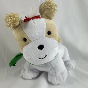 Bufanda verde beige blanco de 7"" arco rojo Hallmark Holiday Pup - Imagen 1 de 6