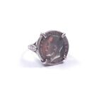 Antique Coin Ring Three Pence 1913 Sterling Silver Vintage Mount 3.4g 
