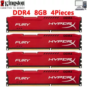 HyperX FURY DDR4 32GB 4X8GB 2133 PC4-17000 Desktop RAM Memory DIMM 288pin 1.2V - Picture 1 of 9