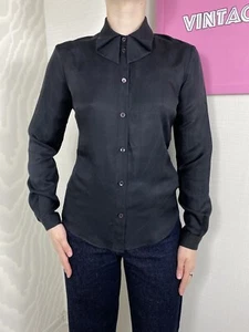 Etro 38 Shirt Blouse Button Up Collared Bow Silk Women’s Classic Size S Black - Picture 1 of 13