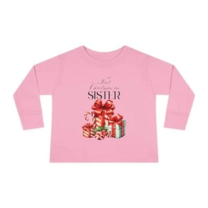 Sister Gifts Toddler Long Sleeve Tee, Christmas Shirt, Holiday Outfit - Picture 1 of 13