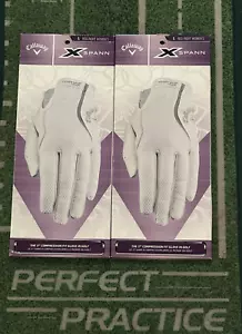 NEW CALLAWAY WOMEN’S X-SPANN GOLF GLOVE 2 RH GLOVES -LARGE-RIGHT HAND-#5313421 - Picture 1 of 2