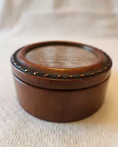 Picture Frame Jewelry Box or "Grandmother" Keepsake Box Woodgrain Petite Round - Picture 1 of 10
