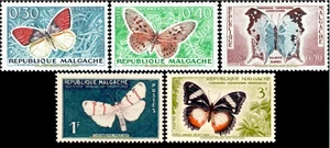 EBS Madagascar 1960 - Butterflies - YT MG 341-345 MNH** - Picture 1 of 6