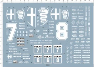 Calcomanía de agua modelo marcas coche deportivo 1/24 alfa romeo dekra alfa corss blanca - Imagen 1 de 1