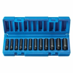 Grey Pneumatic 9712MDG 1/4" Drive 12 Piece Deep Metric Magnetic Impact Set - Picture 1 of 1