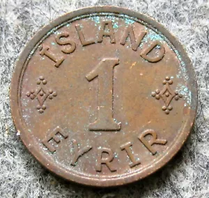 ICELAND Kingdom CHRISTIAN X 1942 1 EYRIR WWII COINAGE yes we do combine postage - Picture 1 of 6