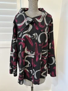 Wishstone Collingwood Plus Size XXL 18 20 Black Pink Wool Blend Jacket Abstract - Picture 1 of 11