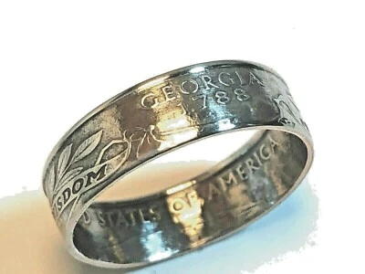 Georgia Coin Ring USA State Quarter 25 Cents Handmade Vintage Custom Jewelry - Image 1 of 4