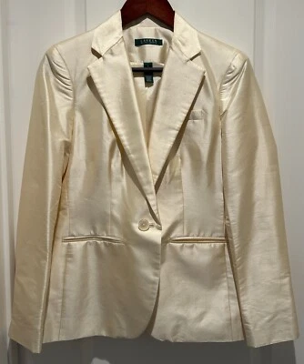 Blazer Ralph Lauren 100 % seda amarillo claro talla 4 Foto 1 de 4
