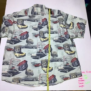 Camisa hawaiana North River Historic Route 66 señales de carretera y autos antiguos 2XL - Imagen 1 de 12