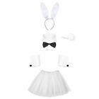 New Sexy Bunny Costume Rabbit Ears Headband Collar Bow Tie Cuffs Tail Skirt Set