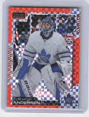 2020-21 O-Pee-Chee Platinum Frederik Andersen #46 Orange Checkers /25 Toronto - Image 1 of 2