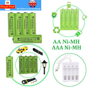 AA NiMH AAA Ni-MH Rechargeable Batteries Solar Lights 1.2v 600mAh Batteries UK