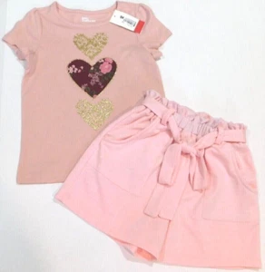 Epic Threads & Monteau Girl Top Shorts Pink SIZES 6 & 6X Cotton Poly Hearts NEW - Picture 1 of 5