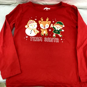 Holiday Time Team Santa Christmas Shirt Red Long Sleeve Kids boys girls Sz 5T - Picture 1 of 7