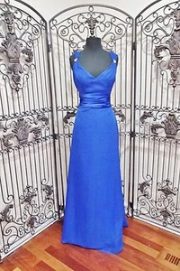 944 ) EDEN MAIDS 7323 ROYAL SZ 14 $187 RHINESTONE FORMAL BRIDESMAID GOWN DRESS - Picture 1 of 10