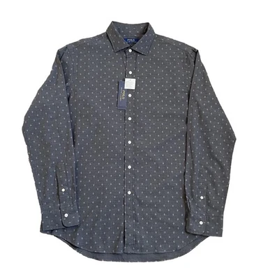 Camisa Polo Ralph Lauren Estampado Diamante Calce Clásico Abotonada Gris Para Hombre Grande Nueva Foto 1 de 4