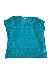 DKNY Top de encaje superpuesto con camisola manga corta conjunto de 2 piezas talla 2XL verde azulado - Imagen 1 de 10