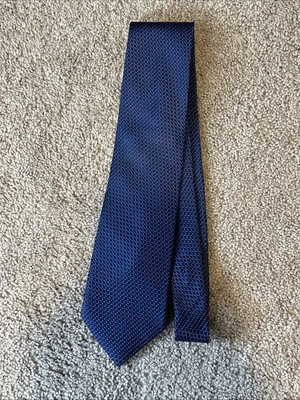 Corbata Eagle Shirtmakers 100 % seda azul geométrica (3) Foto 1 de 4