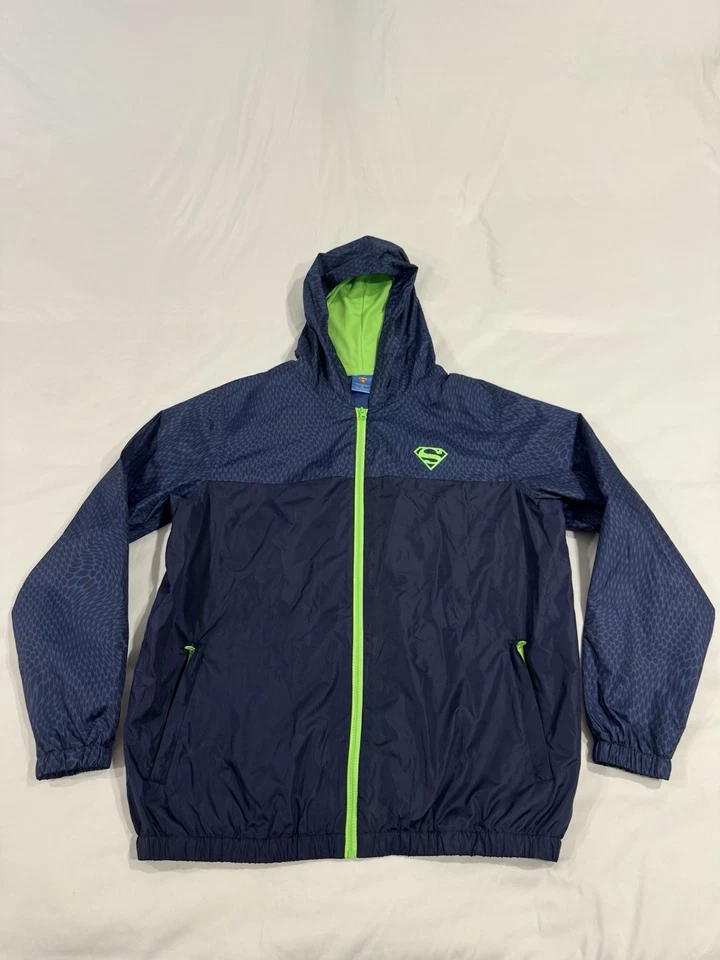 Cortavientos DC Comics Superman Azul Marino Verde Para Hombre Talla XL USADO EN EXCELENTE ESTADO Foto 1 de 4