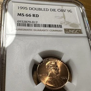 1995 Lincoln Memorial Cent DDO NGC Double Die OBV MS 66 RD Scarce ๐ 1C Error - Picture 1 of 5