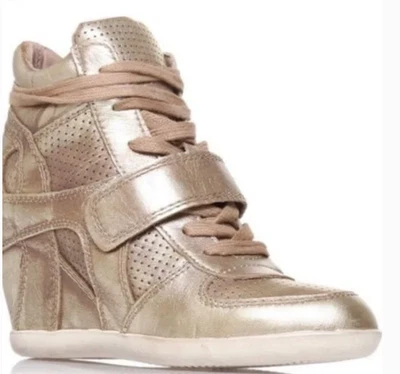 Zapatillas con cuña Bowie de cuero dorado ASH talla 39 ajuste 8/8,5 Foto 1 de 4