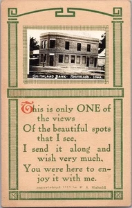 Vintage SMITHLAND, Iowa Postcard "SMITHLAND BANK" Add-On Real Photo 1913 Cancel - Imagen 1 de 2