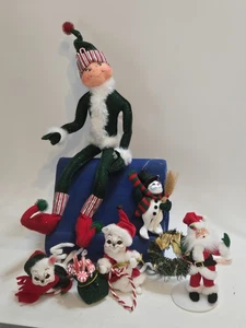Annalee Mobilitee Dolls Vintage 5 Piece Lot Christmas Decorations Snowman Elf - Picture 1 of 13