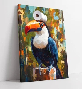 PELICAN CUTE BATHROOM WALL ART -FRAMED CANVAS WALL ART PICTURE PRINT - Picture 1 of 2