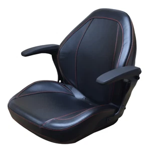 High Back Lawn Mower Seat w/ Armrests Black Kubota, Scag, Toro, Workman - Picture 1 of 5