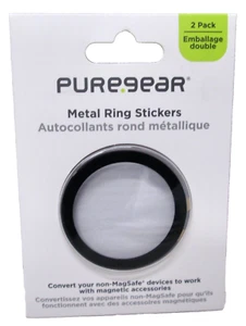 New 2 Pack PureGear Magnetic Ring Stickers for iPhone 8 & Later Models - Black - Picture 1 of 2