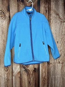Lands' End Fleece Jacket Unisex Children’s Girl’s Boy’s Small 7-8 Blue Full Zip - Picture 1 of 3