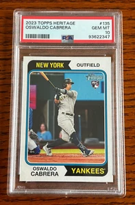 2023 Topps Heritage #135 Oswaldo Cabrera RC PSA 10 Gem Mint Pop 18 93622347 - Picture 1 of 2