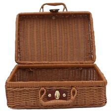 Picnic Basket,Woven Wicker Vintage Suitcase Woven Storage Basket Rattan Stora