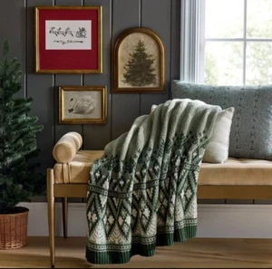 Knit Fair Isle Throw Blanket Green/Cream - Threshold designed with Studio McGee - Picture 1 of 3