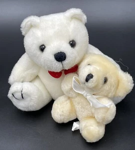 Plush Cute Soft Stuffed Teddy Bears White Steven Smith Bear 5" and Mini Tan Bear - Picture 1 of 5