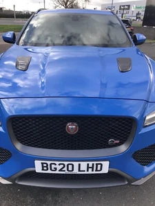 Capucha de fibra de carbono genuina Jaguar F Pace SVR capó respiraderos negro brillante - Imagen 1 de 12