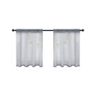 Short Tulle Sheer Curtains Kitchen Cafe Small Net Voile Window Drapes Weave Tier