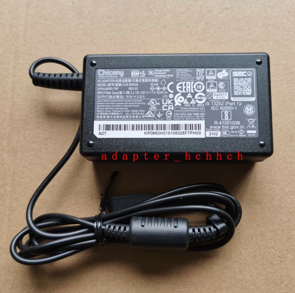 ACER A18-065N3A 19V 3.42A 65W Genuine Original AC Power Adapter Charger