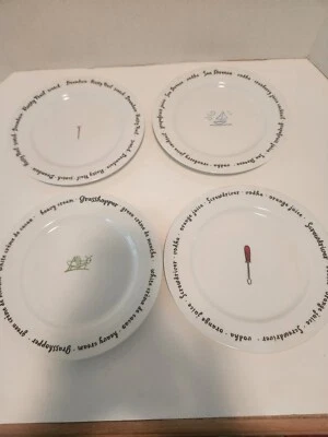 8 Platos de Receta Pottery Barn "Bar Lingo" Cóctel Aperitivo Canape 8" FIESTA Foto 1 de 2