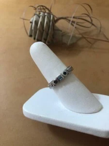 Judith Ripka .925 Sterling Silver Bezel Set Blue Topaz and Sapphire Ring 8 1/4 - Picture 1 of 4