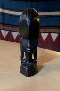 Vintage African Hand Carved Ebony Wood Tribal Art Sculpture Head Bust Tanzania - Picture 1 of 4
