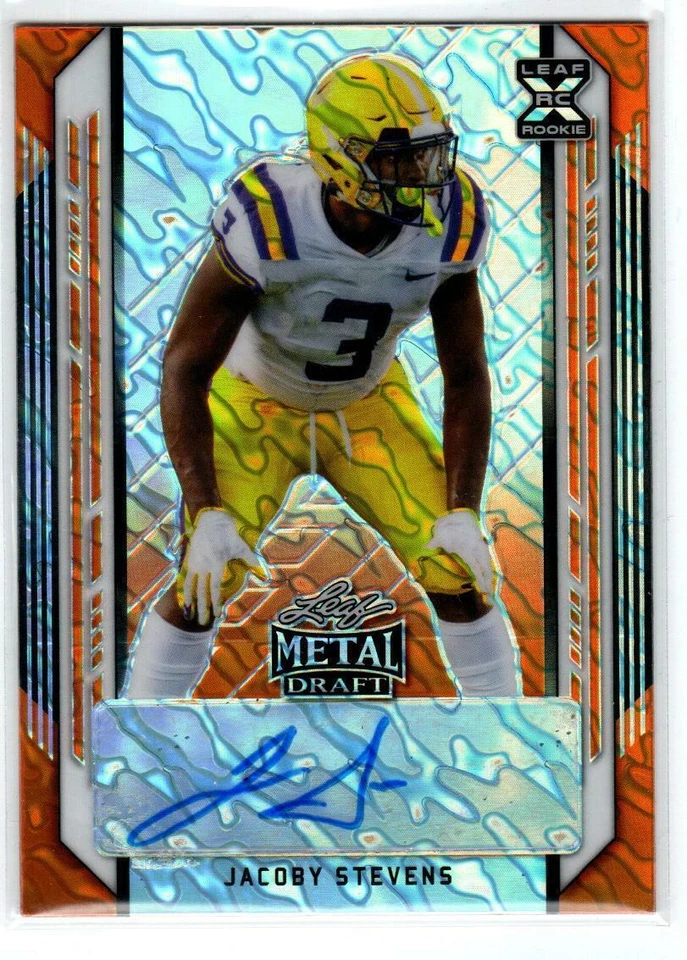 2021 Leaf Metal Draft Orange #BAJS1 JaCoby Stevens /7 (ref Y00727) - Image 1 of 1