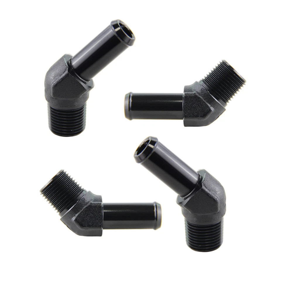 4 PIEZAS Aluminio AN8 3/8 NPT Macho a 1/2" Manguera Barba 45 Grados Adaptador Montaje Negro Foto 1 de 4
