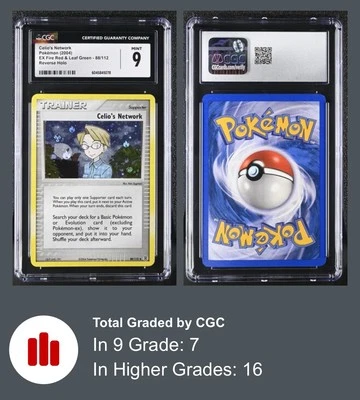 Celio's Network 88/112 Firered & Leafgreen Reverse Holo Trainer 2004 CGC 9 MINT - Image 1 of 3